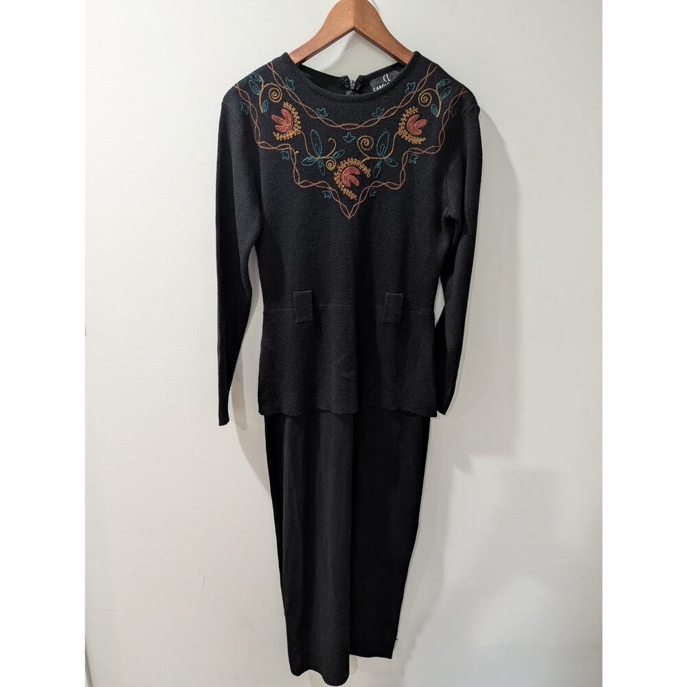 Carole Little Vintage Wool Blend Sweater Maxi Dress